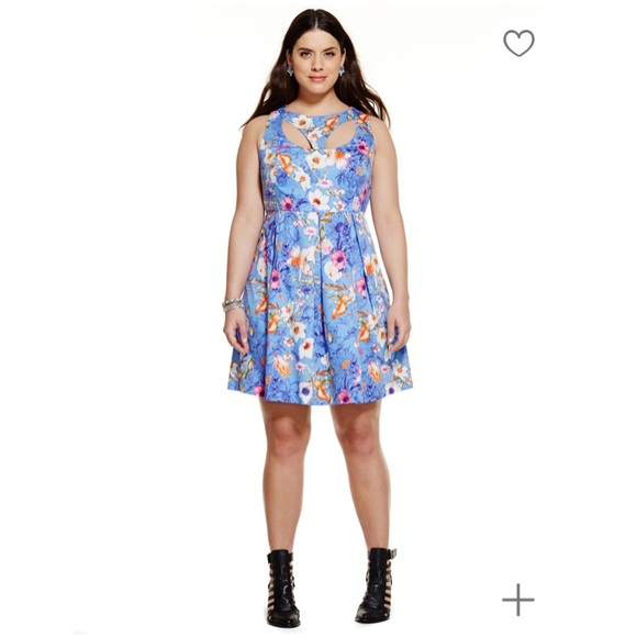 Eloquii floral print cutout flare dress Sz 18 NEW - Picture 3 of 3